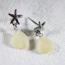 Load image into Gallery viewer, Sea Glass and Silver Starfish Post Earrings (Choose Color)