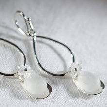 Load image into Gallery viewer, Hammered Silver Chandelier Sea Glass Earrings (Choose Color)