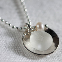 Load image into Gallery viewer, Silver Dish Bezel Sea Glass Necklace (Choose color)
