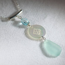 Load image into Gallery viewer, Wind Chime Sea Glass Necklace in Silver with MOP (Choose Color)
