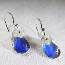 Load image into Gallery viewer, Floating Silver Bezel and Sea Glass Earrings (Choose Color)