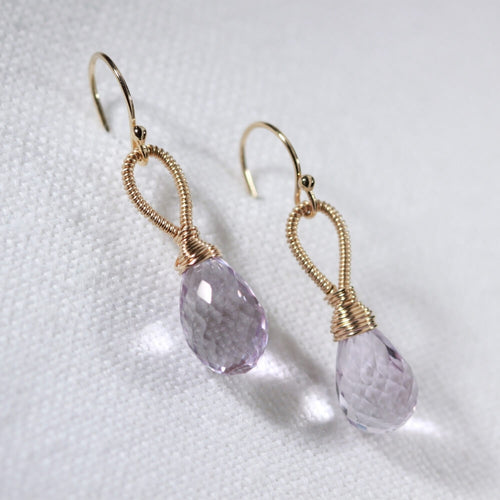 Amethyst Earrings hand wrapped in 14 kt Gold Filled