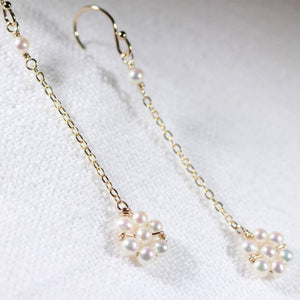 Freshwater Pearl Flower charm Earrings in 14 kt Gold Filled