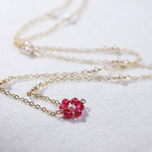 Load image into Gallery viewer, Tourmaline Rubilite Red gemstone flower pendant in 14 kt Gold-Filled