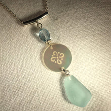 Load image into Gallery viewer, Wind Chime Sea Glass Necklace in Silver with MOP (Choose Color)