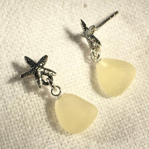 Sea Glass and Silver Starfish Post Earrings (Choose Color)