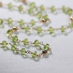 Peridot gem beaded necklace in 14 kt Gold-Filled