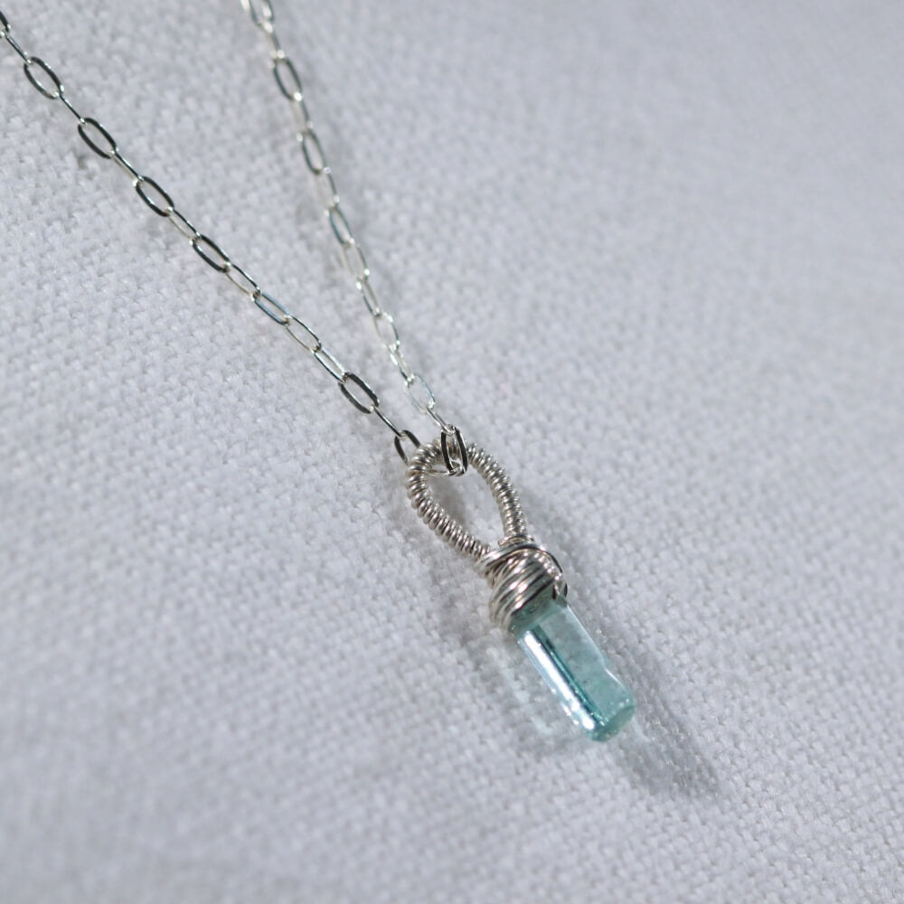Aquamarine - Naturally Faceted Necklace in Sterling Silver