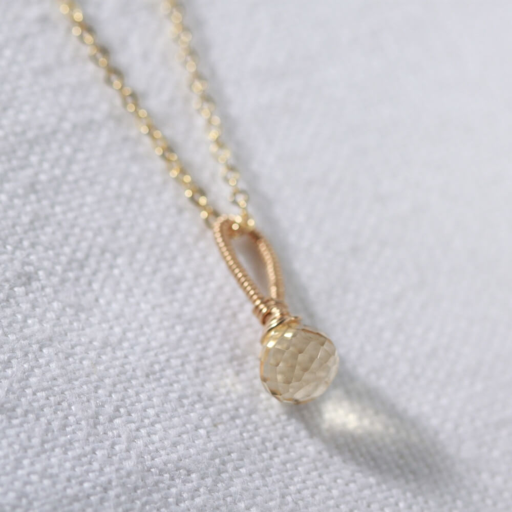 Citrine Petit Briolette gemstone pendant Necklace in 14 kt Gold-Filled