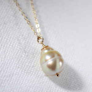 South Sea Golden Yellow Pearl Necklace on a 14 kt Gold-Filled cable chain