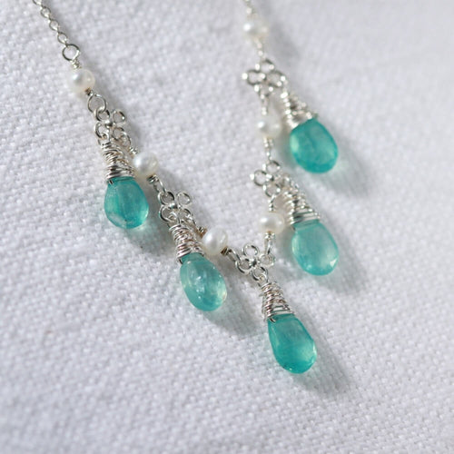 Apatite Gemstone Charm Necklace in sterling silver