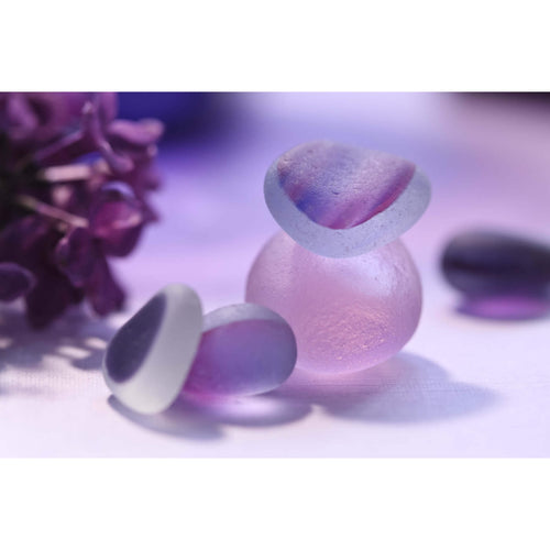 English Lavender Multi-Colored Sea Glass Heart Art Print