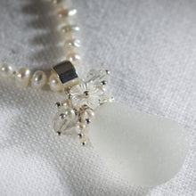 Load image into Gallery viewer, Sea Glass Bouquet Necklace on a Strand of Pearls (choose Color)