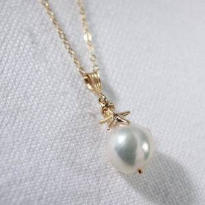 Baroque Pearl and starfish Necklace in 14kt gold filled