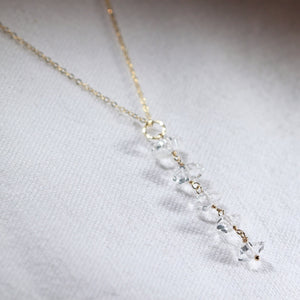 Herkimer Diamond cascading faceted gemstone Necklace in 14kt Gold Filled