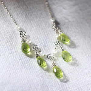 Peridot Gemstone Charm Necklace in sterling silver