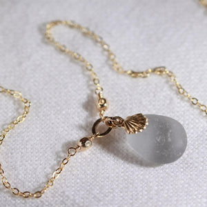 Gray Sea Glass Necklace in 14kt GF