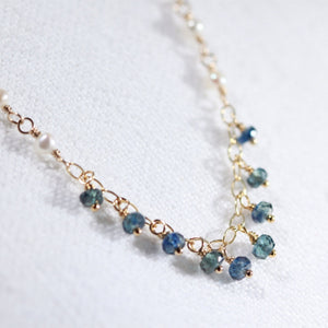 Sapphire Gemstone Charm Necklace in 14 kt gold filled