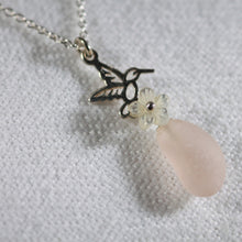 Load image into Gallery viewer, Hummingbird Sea Glass Necklace (Choose color)