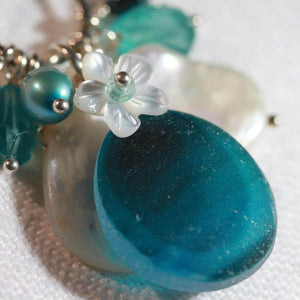Teal Multi Sea Glass, Apatite and Freshwater Pearl Treasure Necklace
