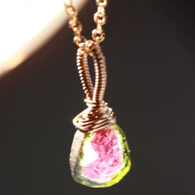 Load image into Gallery viewer, Tourmaline Natural gemstone slice pendant Necklace in 14 kt Gold-Filled