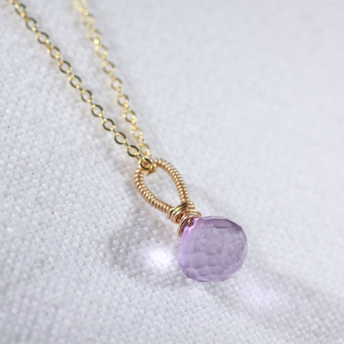 Amethyst Onion cut pendant Necklace in 14 kt Gold-Filled