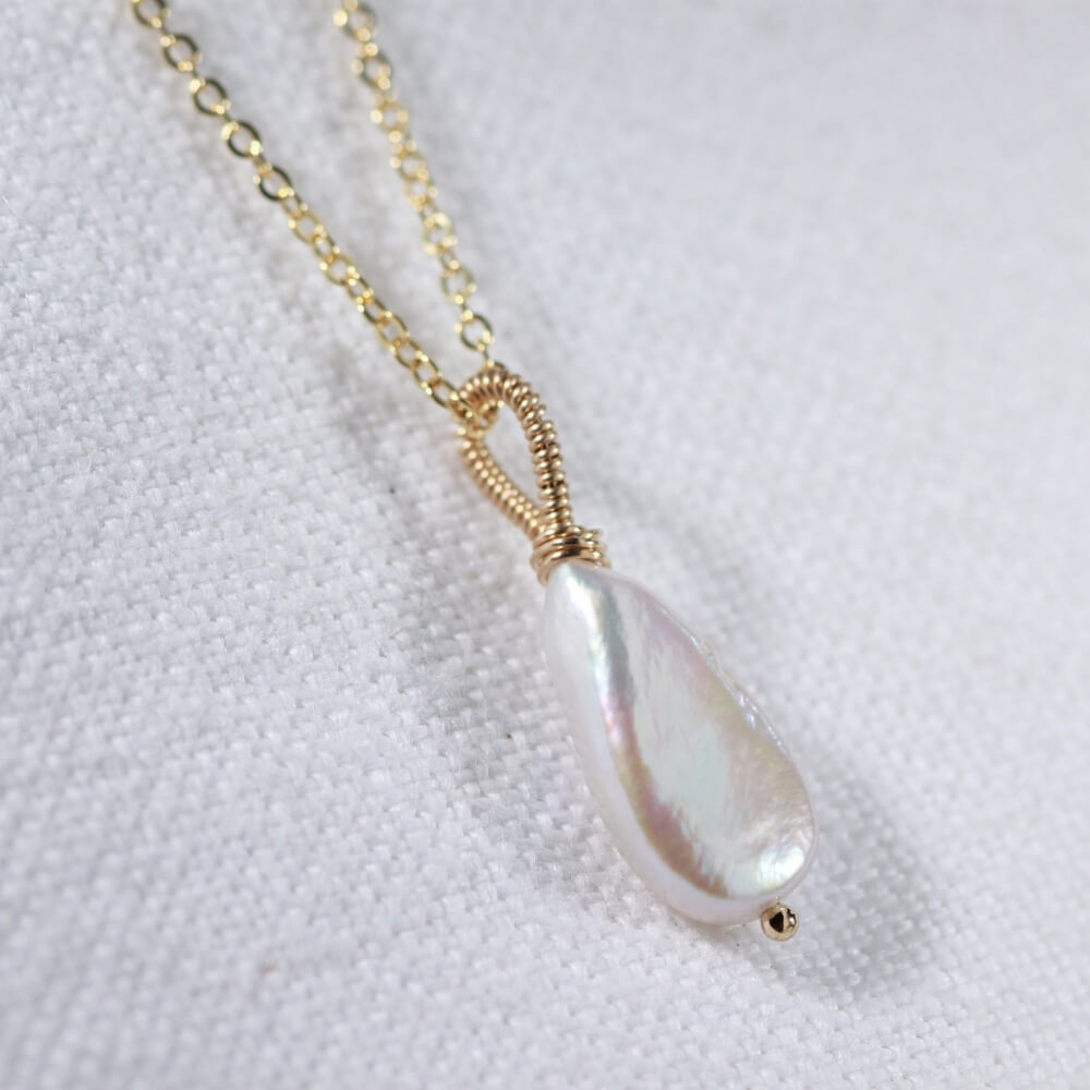 Freshwater tear drop Pearl Necklace in 14kt gold filled