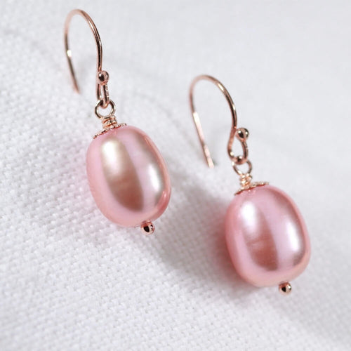 Pink pearl Earrings in 14 kt rose Gold Filled