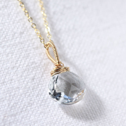 Topaz, White pendant Necklace in 14 kt Gold-Filled