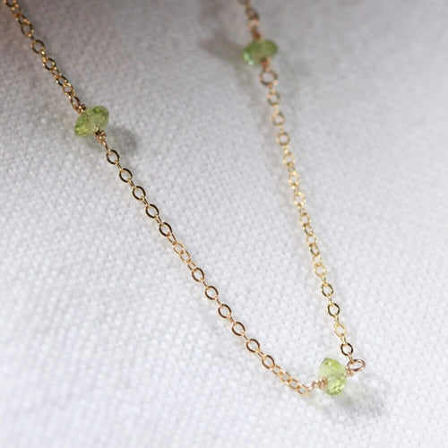 Peridot gemstone Link Necklace in 14kt Gold Filled