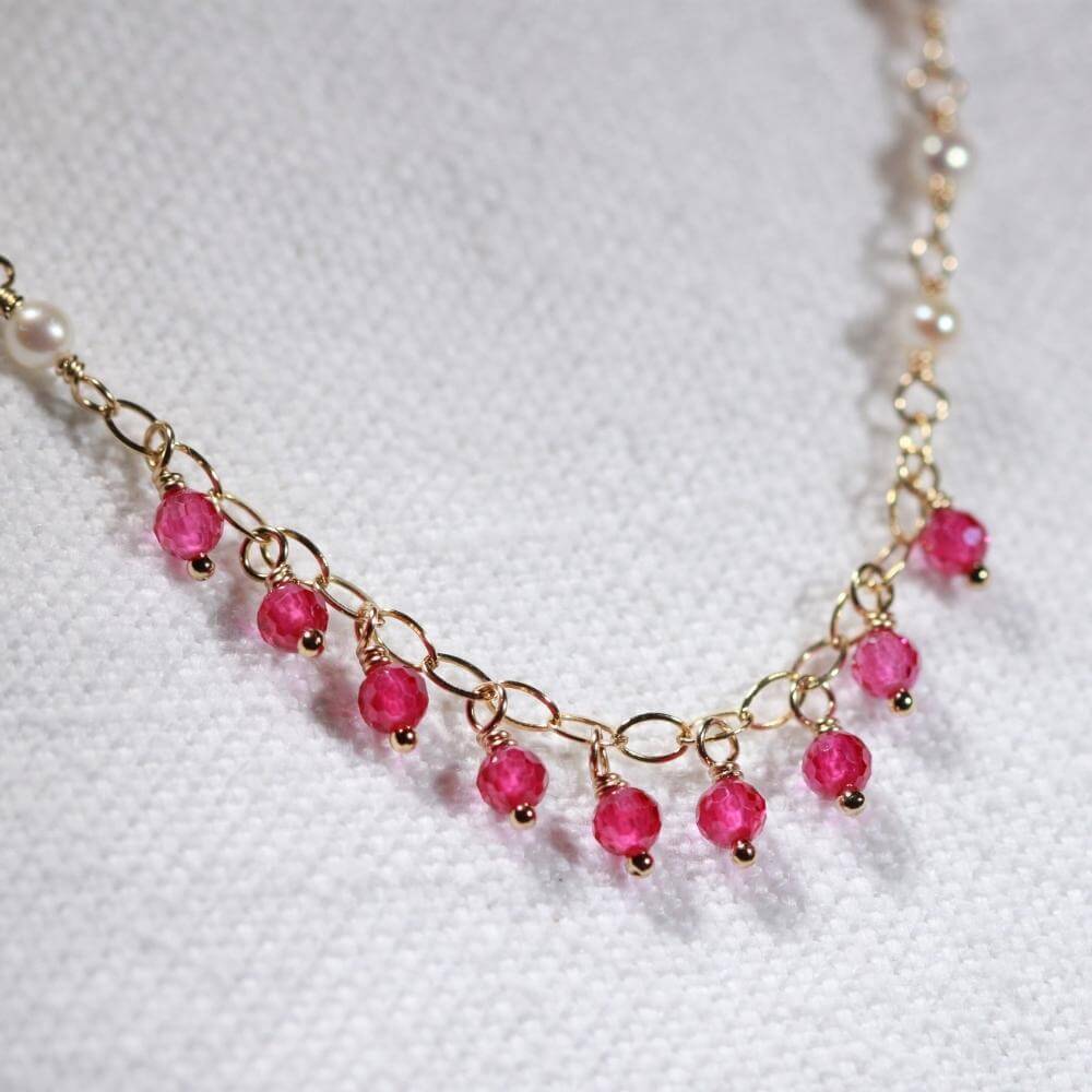 Pearls, Pink Tourmaline, outlets and Spinel Necklace