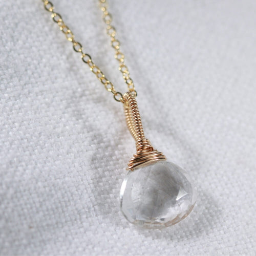 Quartz Crystal Pair shaped pendant Necklace in 14 kt Gold-Filled