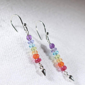Rainbow gemstone stack Earrings in Sterling Silver