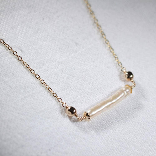 Freshwater Stick Pearl Pendant Necklace in 14kt gold filled