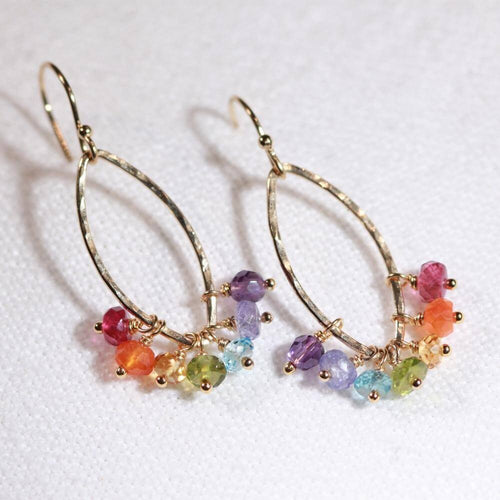 Rainbow gemstone Marquise Earrings in 14kt gold filled