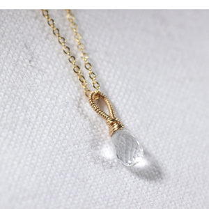 Quartz Crystal Briolette Pendant Necklace in 14 kt Gold-Filled