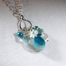 Load image into Gallery viewer, Turquoise Multi, Blue Topaz and Pearl Sea Glass Treasure Necklace