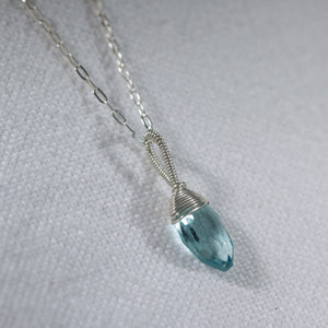 Aquamarine Marquise Briolette One-of-a-Kind Necklace in Sterling Silver