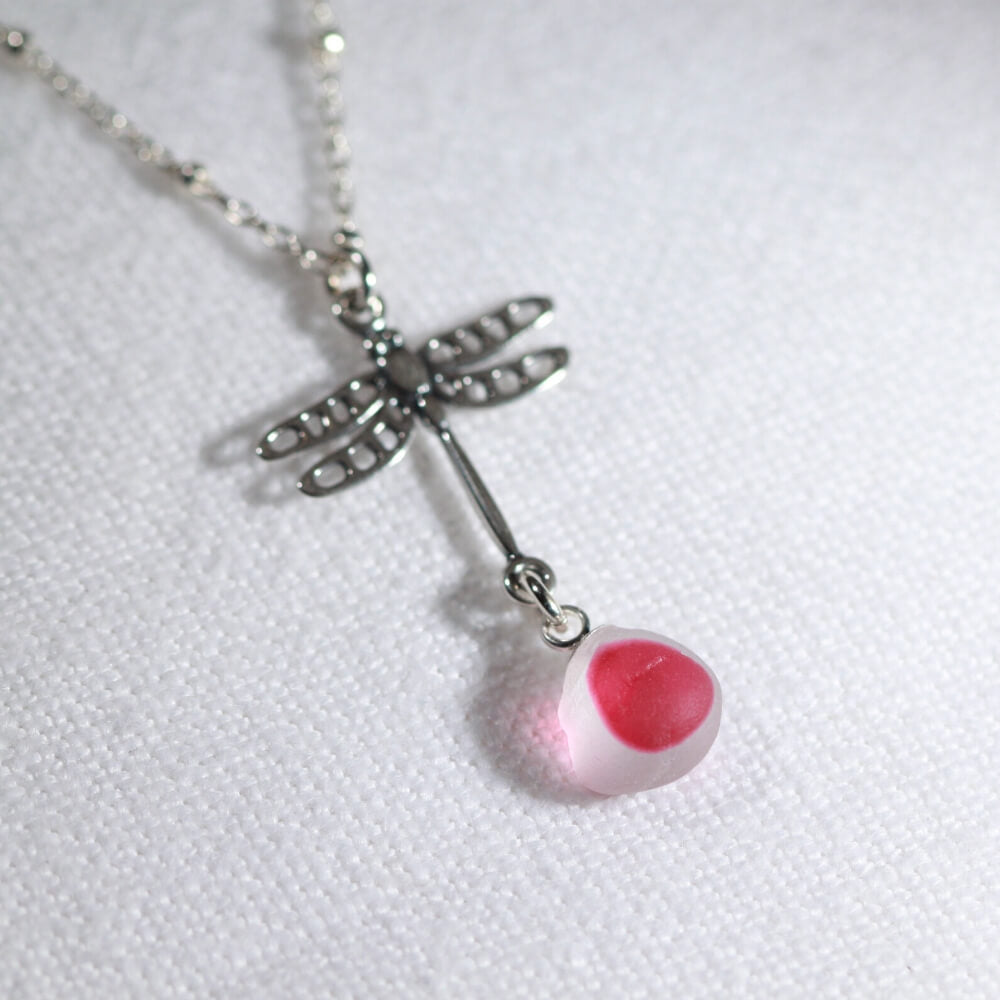 Hot Pink Multi Sea Glass with Sterling Silver Dragon Fly