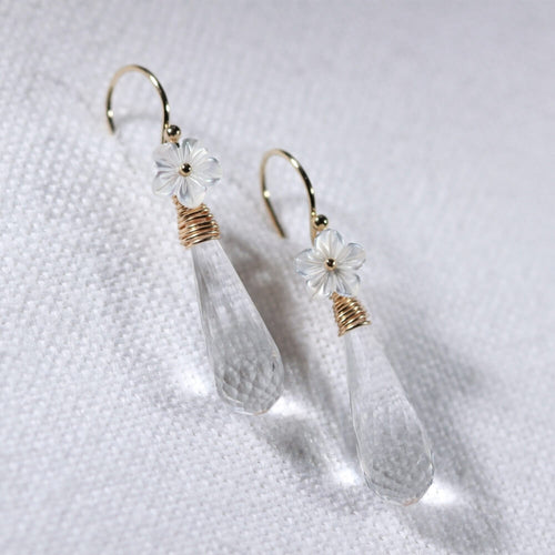 Quartz Crystal briolette gemstone Earrings in 14 kt Gold Filled