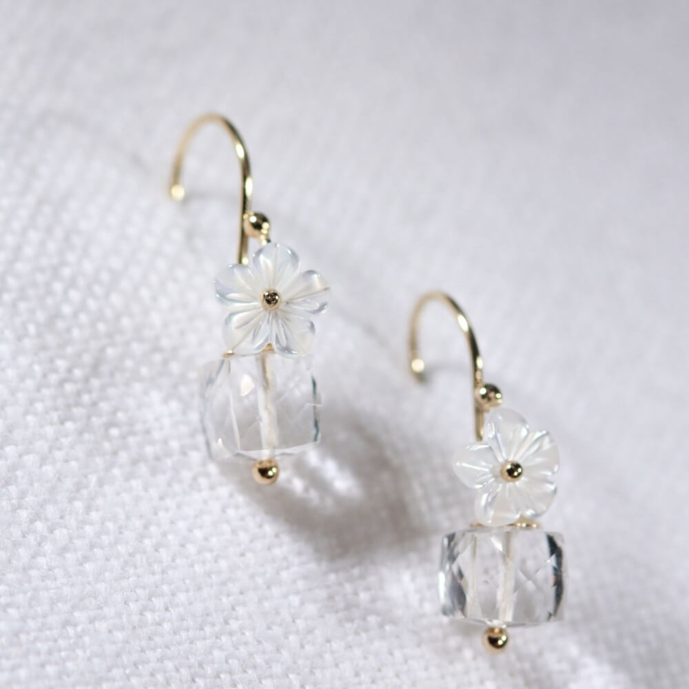 Quarts Crystal petit Earrings in 14 kt Gold Filled