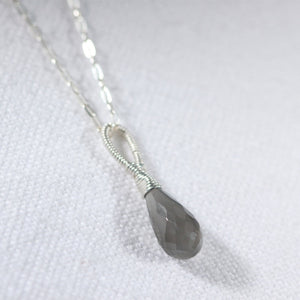 Moonstone Teardrop pendant Necklace in sterling silver