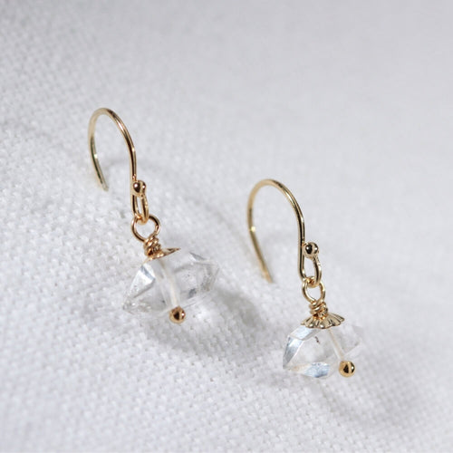 Herkimer Diamond gemstone Earrings in 14 kt Gold Filled