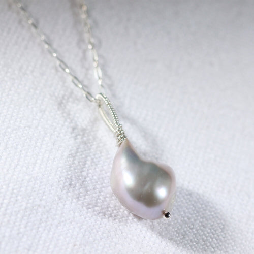 Freshwater Grey Pearl Necklace in sterling silver