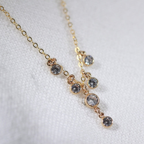 Cubic Zirconia Diamond Chandelier Charm Necklace in 14 kt Gold-Filled