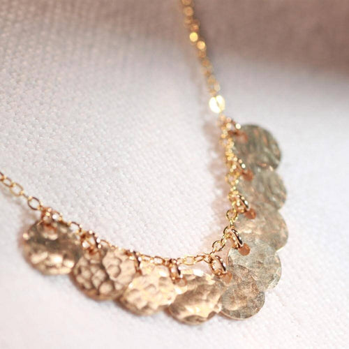 Shiny Hammered Disc Charm Necklace in 14kt Gold Filled