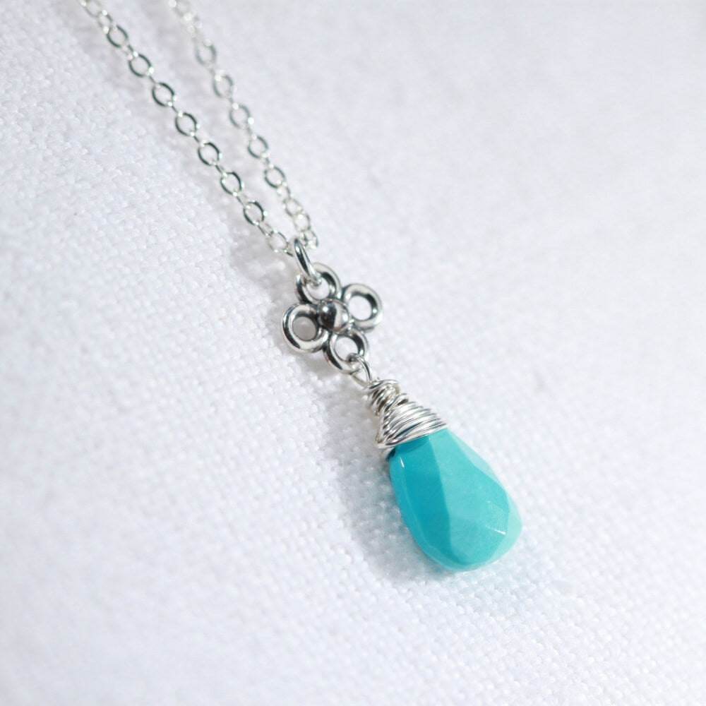 Sleeping Beauty Turquoise with sweet flower pendant in sterling silver