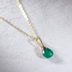 Emerald Faceted pendant Necklace in 14kt Gold Filled