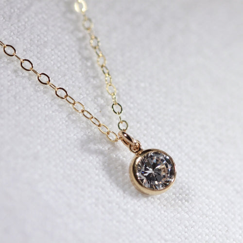 Cubic Zirconia Diamond Charm Necklace in 14 kt Gold-Filled