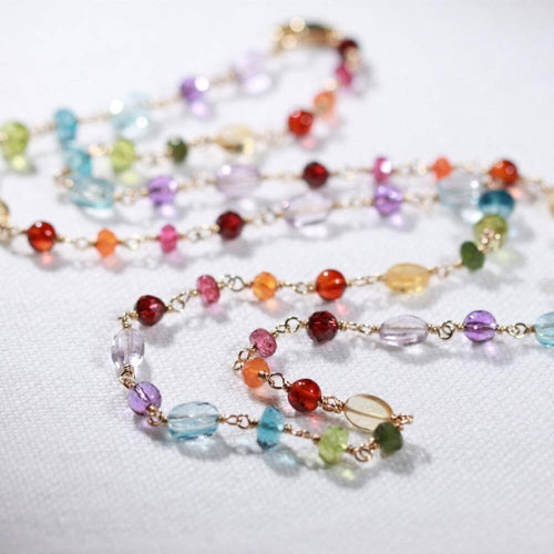Rainbow gem beaded necklace in 14 kt Gold-Filled